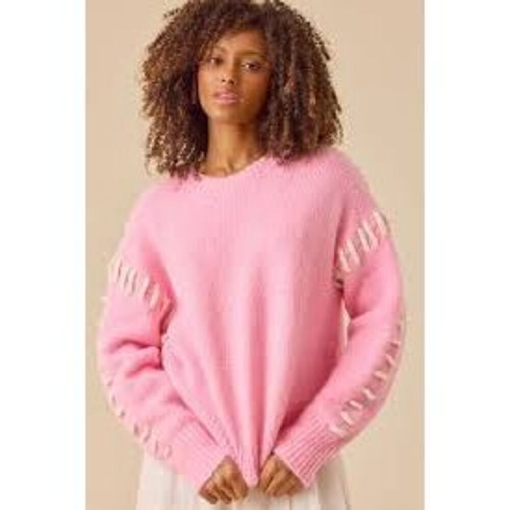 Boutique Brand pink Whipstitch sweater